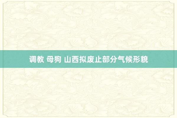 调教 母狗 山西拟废止部分气候形貌