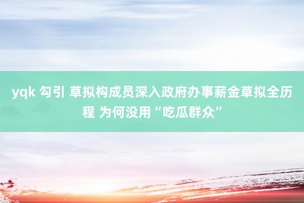 yqk 勾引 草拟构成员深入政府办事薪金草拟全历程 为何没用“吃瓜群众”